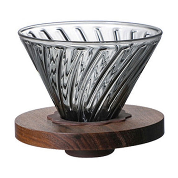 Hand Brewed Coffee Pot, Pour Over Coffee Maker, High Borosilicate Glass Drip Filter, Unique Design with Wooden Base, for Home, Office, and Café