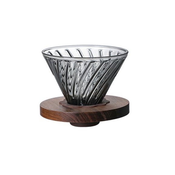 Hand Brewed Coffee Pot, Pour Over Coffee Maker, High Borosilicate Glass Drip Filter, Unique Design with Wooden Base, for Home, Office, and Café