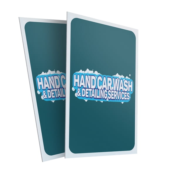 Hand Car Wash (2-PACK) 24" x 36" Plastic Signs | Sign Insert 4mm Corrugated Plastic Signs Storefront Window Poster
