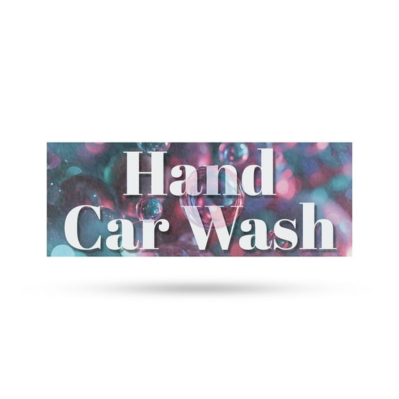 Hand Car Wash Vinyl Decal 36 Inch x 14 Inch Weatherproof Heavy-Duty Adhesive Backing | Quality Cleaning, Attention to Detail, Affordable Rates | Made in USA