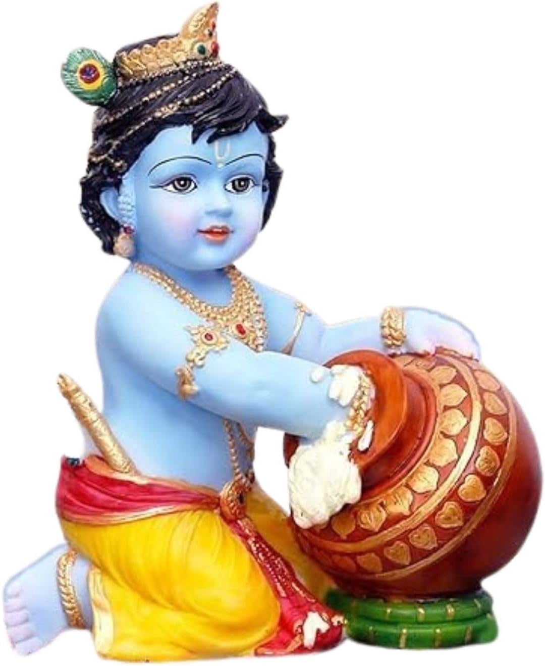 Hand Carved Baby Krishna Resin Sculpture Lord Krishna Makhan Chor Idol ...
