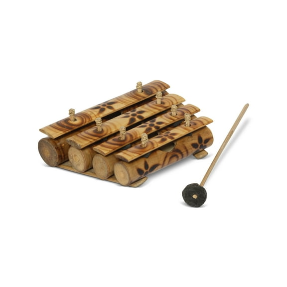 Hand Carved Bamboo Xylophone (Rindik) with Beater Traditional Balinese Gamelan Instrument