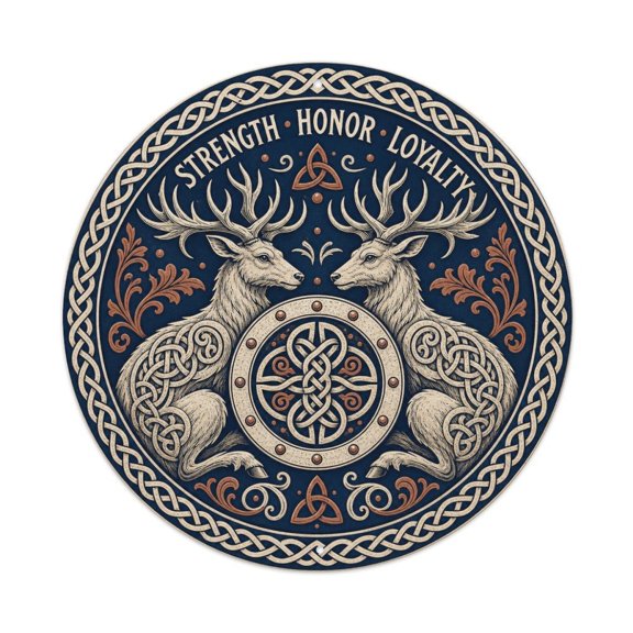 Hand Carved Celtic Silver Forest Stag Wall Plaque Metal Tin Sign Plaque