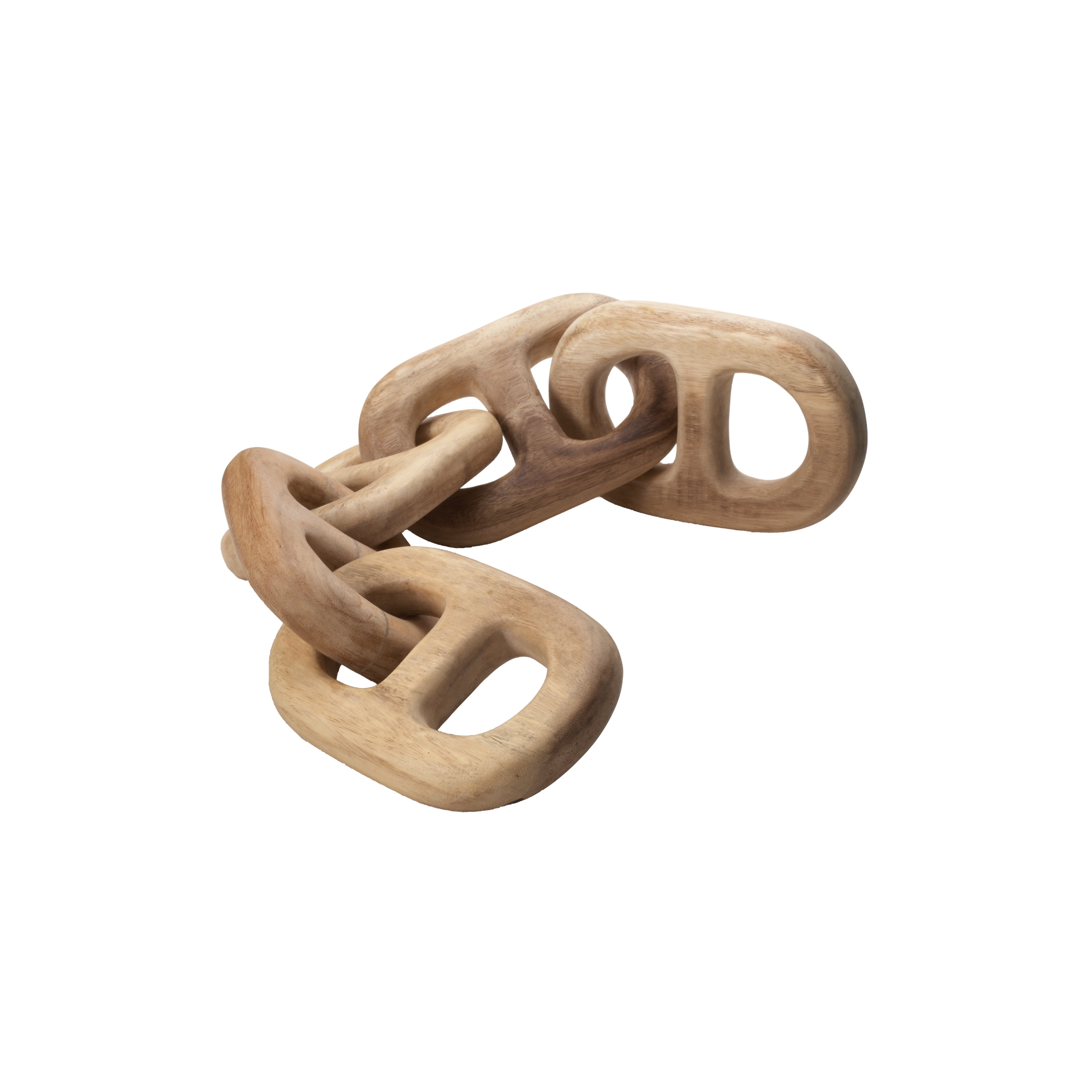 Rustic Hand Carved Natural Wood 5-Link Decorative Chain