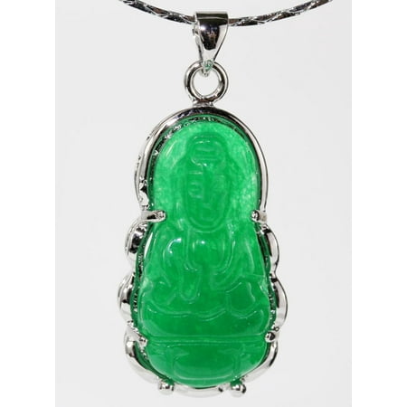 Hand Carved Chinese Simulated Green Jade Buddha Pendant