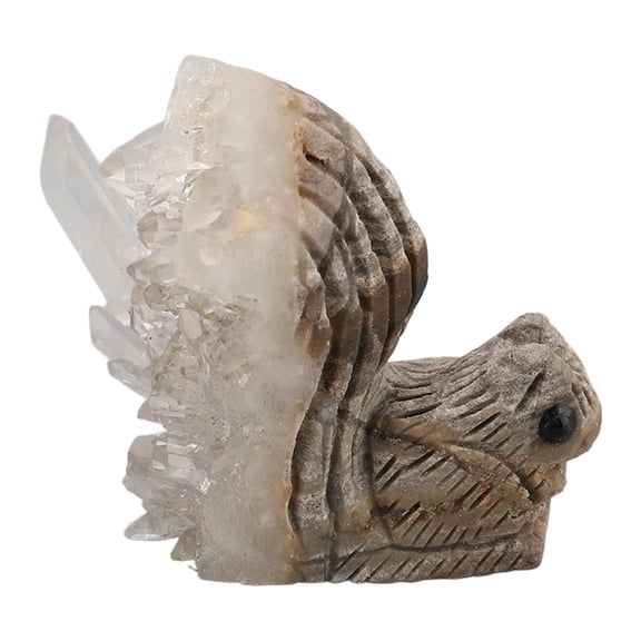 Hand Carved Crystal Squirrel Statue Natural Quartz Animal Figurine Tabletop Ornament Home Decor Sculpture