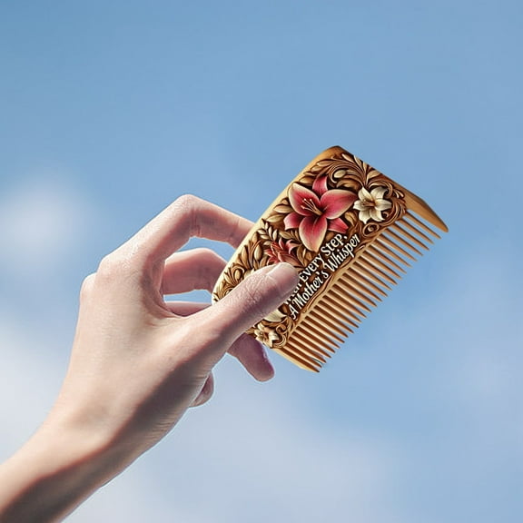 Hand Carved Day Comb Exquisite Meaningful Wooden Hair Styling Tool for Daily Gentle Detangling and Scalp Care