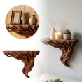 thumbnail image 1 of Hand Carved Driftwood Style Root Floating Wall Shelf Boho Farmhouse Decorative Wall Mount Display Rack Lightweight Storage Organizer For Succulent Candle Small Ornament Home Entryway, 1 of 7