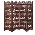 thumbnail image 1 of Hand Carved Elephant Design Foldable 4 Panel Wooden Room Divider Brown - Saltoro Sherpi, 1 of 6