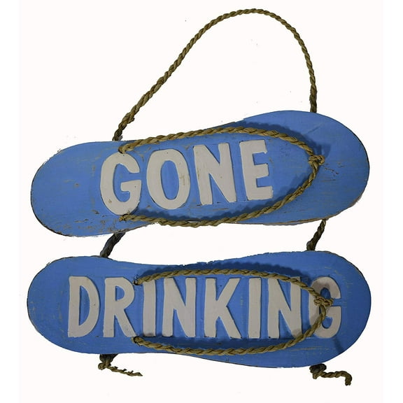Hand Carved FLIP Flop Gone Drinking Sign Towels Beach Surfboard Wooden Wall Hanging Art Tiki Ba