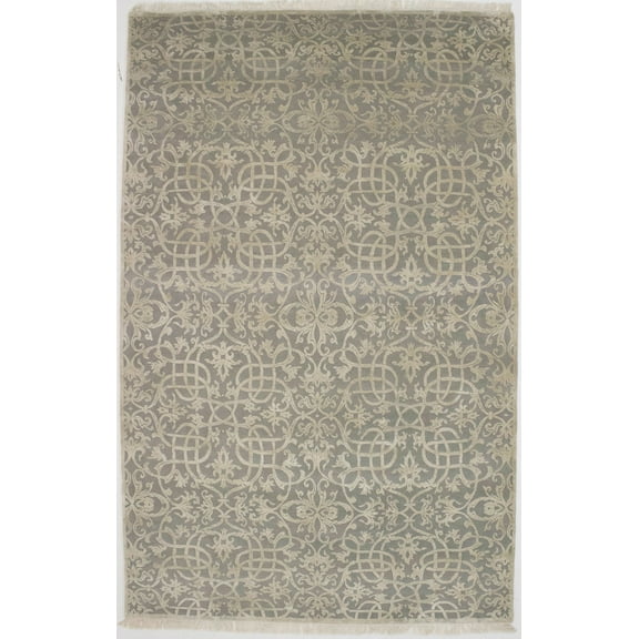 Hand-Carved Gray Extra Fine 6X9 Modern Oriental Rug