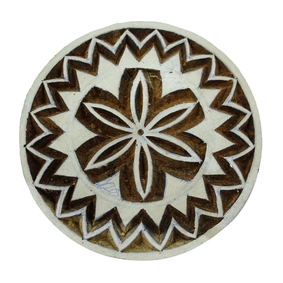 Hand Carved Handmade Floral Pattern Textile Wooden Wood Stamp Printing Block