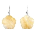 thumbnail image 1 of Hand Carved Hibiscus Flower Mother of Pearl Dangle Earrings, 1 of 4