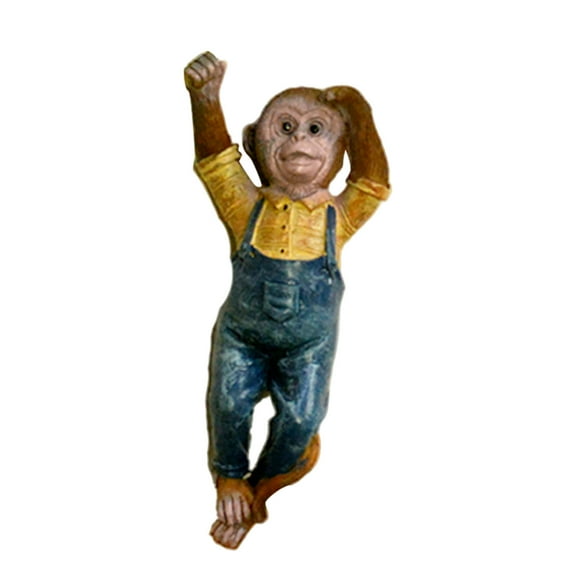 Hand Carved Life Like Garden Monkey Statue Cute Hanging Ornament for Outdoor Patio Yard Porch Decoration Synthetic Resin Material