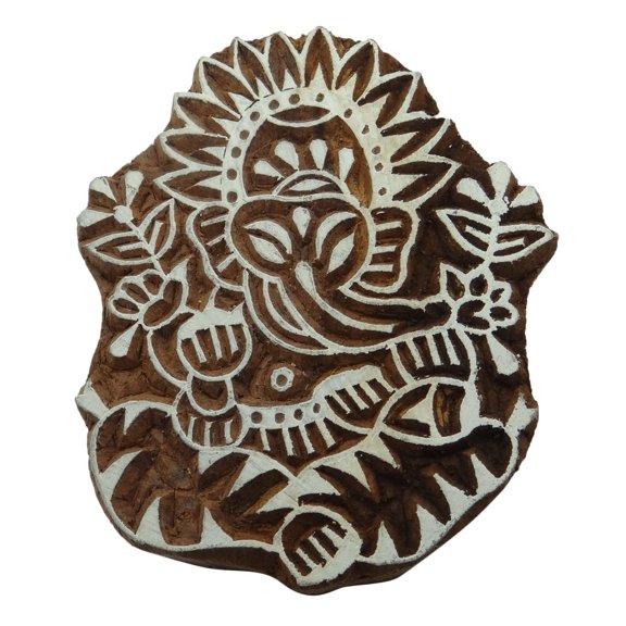 Hand Carved Lord Ganesha Pattern Printing Wood Blocks Te x tile Stamp Wooden Block