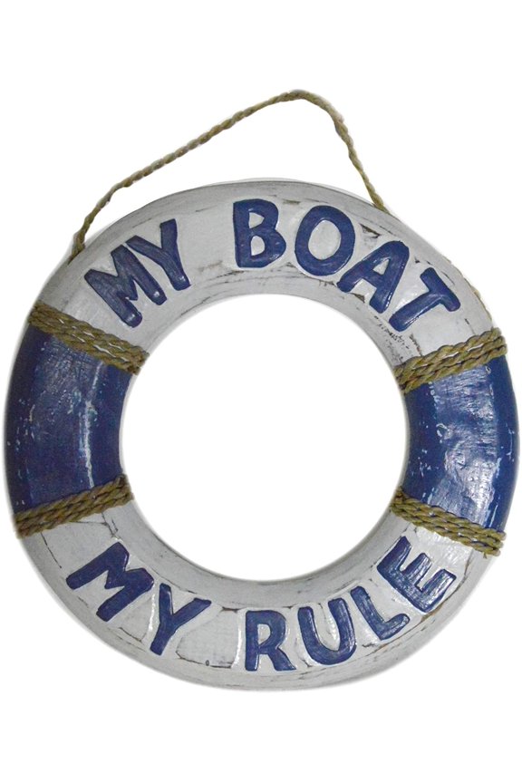 Hand Carved My Boat My Rules Lifesaver Buoy Tiki Bar Sign
