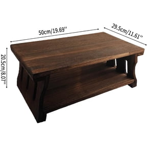 Hand Carved Natural Brown Wood Folding Floor Table for Meditation Altar and Small Coffee Use