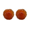 thumbnail image 1 of Hand Carved Natural Semi Precious Stone Flower Stud Earrings 10 mm Carnelian Agate, 1 of 2