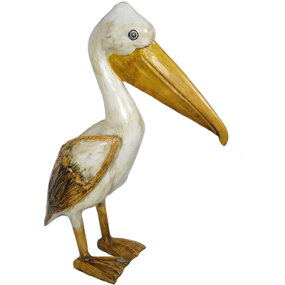 Hand Carved Nautical Wood Pelican Statue Carving Sculpture Art