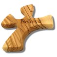 thumbnail image 1 of Hand-Carved Olive Wood Prayer Cross - Believe, 1 of 1