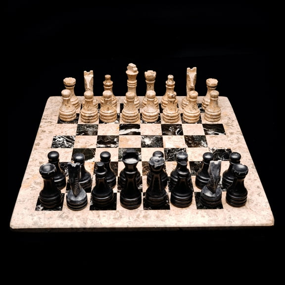Hand-Carved Onyx Chess Set With Velvet Case