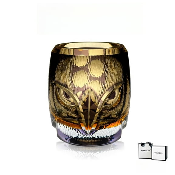 Hand Carved Owl Edo Kiriko Crystal Wine Glasses Master Collection Unique Gift for Wine Lovers Elegant Drinking Cups