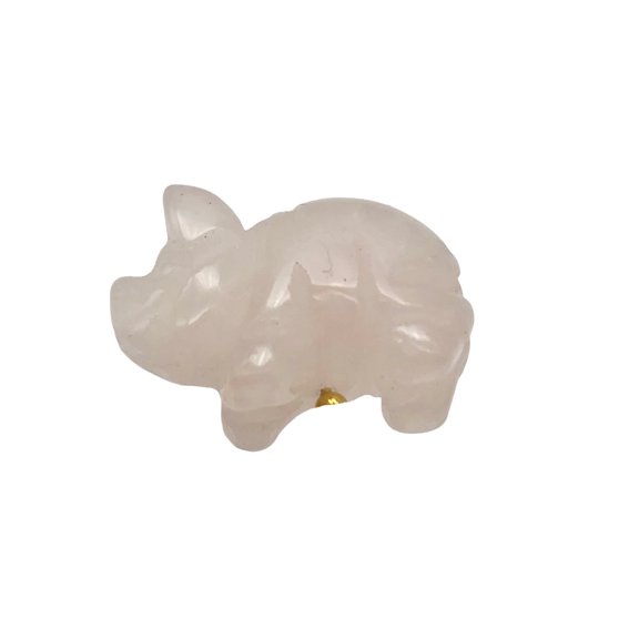 Hand Carved Pink Rose Quartz PIGGY Animal Figurine | 21x13x9.5mm | Pink | 1 Figurine