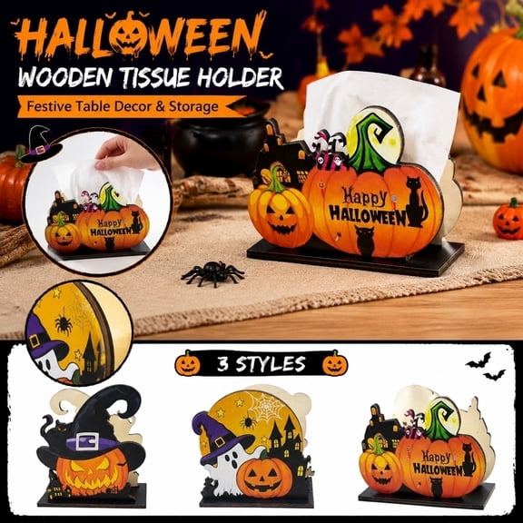 Hand-Carved Pumpkin Tabletop Accent Decor – Halloween Tissue Holder & Napkin Dispenser for Fall Tables, Dining Nooks, Kitchens, and Seasonal Home Decor