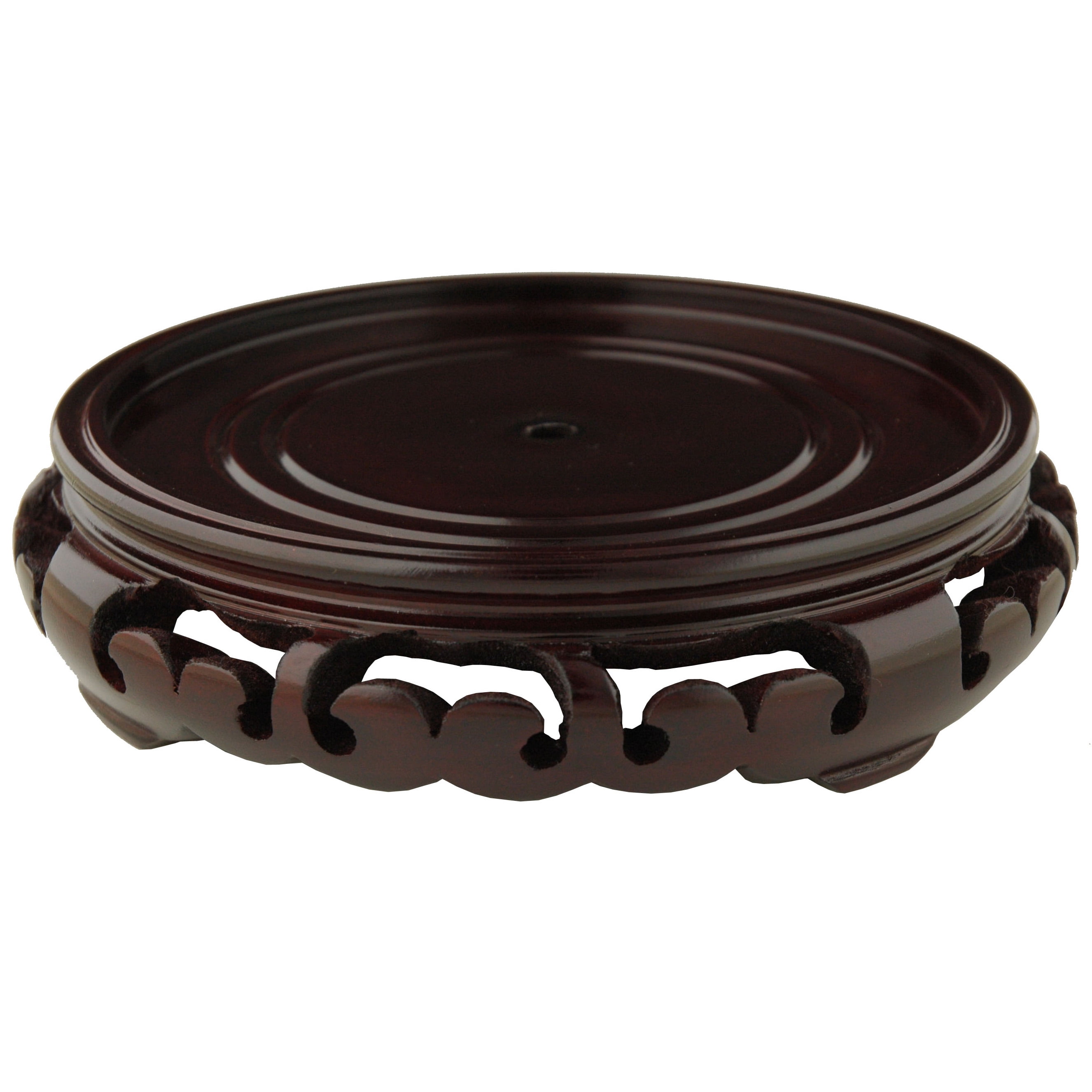 Hand Carved Round Rosewood Base Pedestal Display Stand - 9 Inch Base Diameter