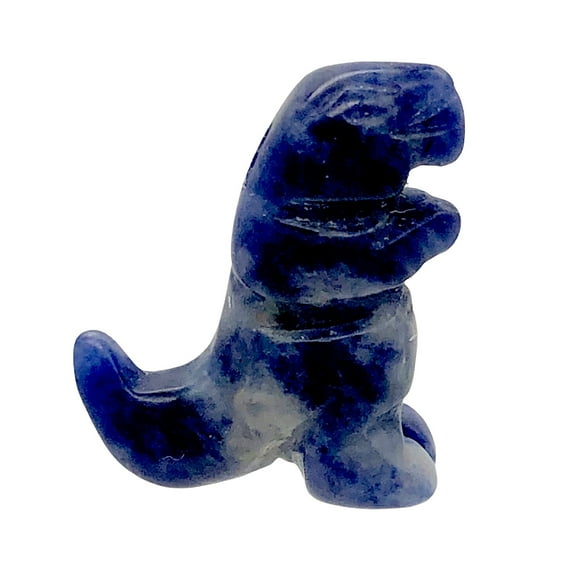 Hand Carved Sodalite Tyrannosaurus Rex Animal Figurine | 20x15x7mm | Blue White | 1 Figurine