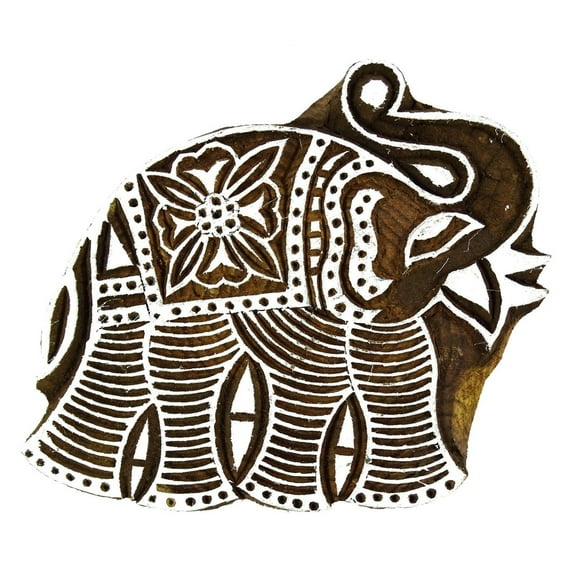 Hand Carved Stamp Elephant Wooden Block Art Block Print Textile Printing Block