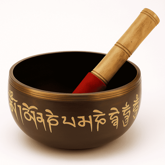 Hand Carved Tibetan Singing Bowl with Ancient Script, 4.5"