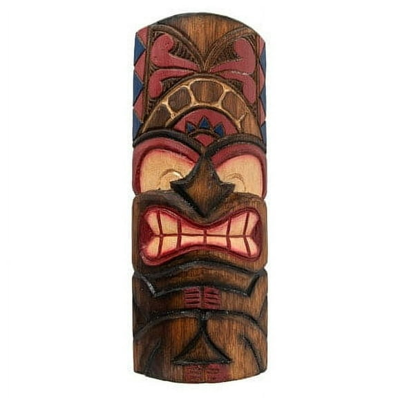 Hand-Carved Tiki Masks - 12" Polynesian Wooden Wall Decor, Artisan-Crafted by Indonesian Masters, Vibrant Island Colors, Versatile Hanging Options, Unique Artistry