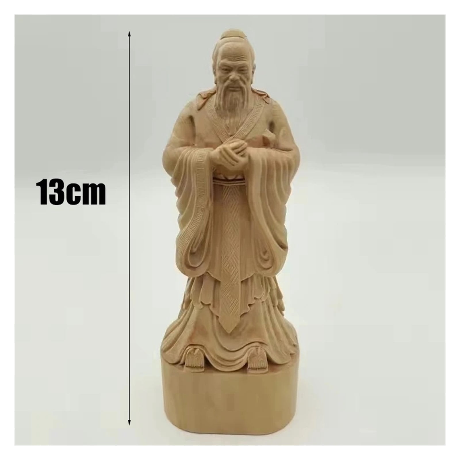 Hand Carved Wood Carving Figurine Confucius Statue Home Decor Kong Zi ...