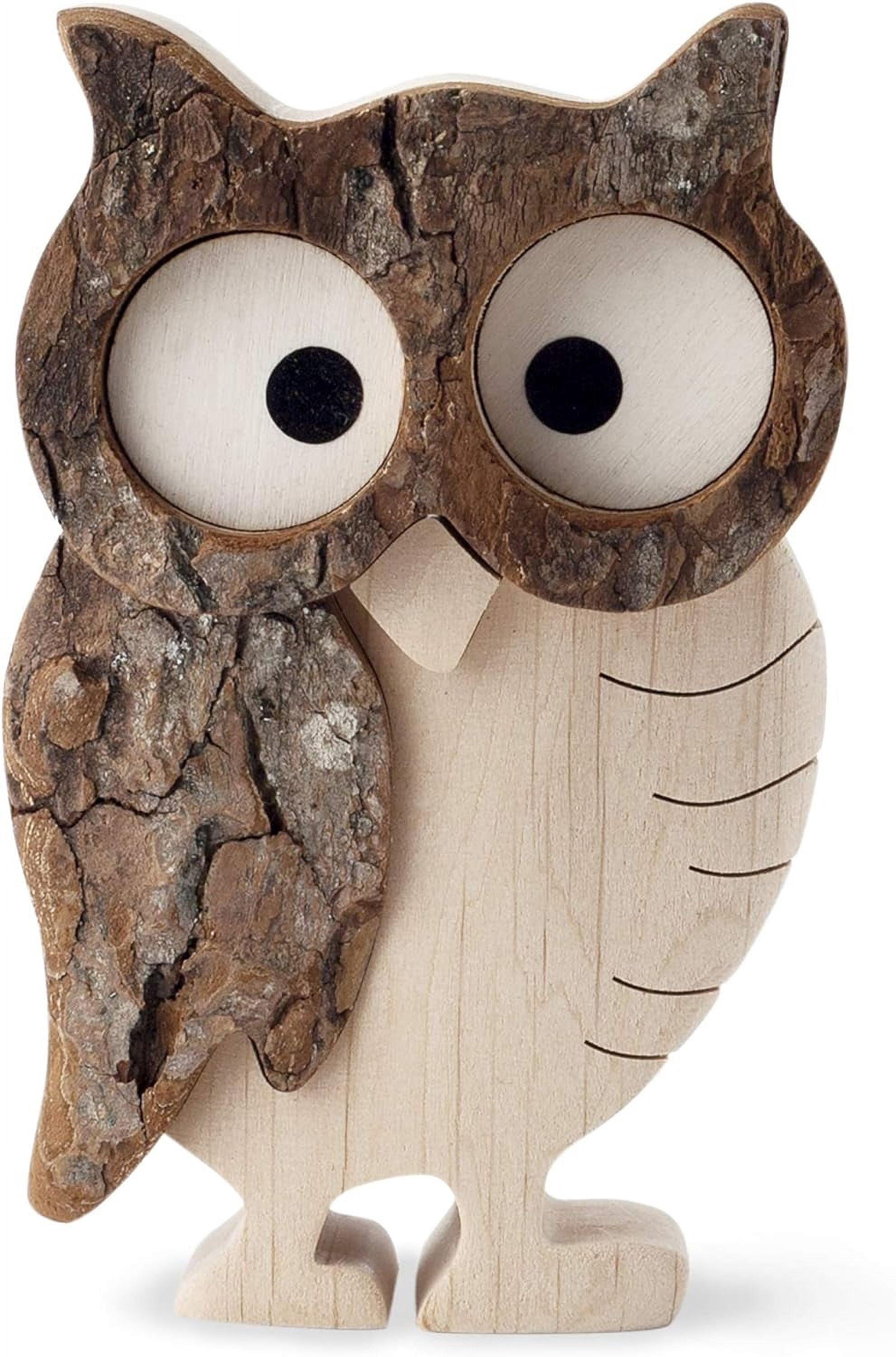 Rustic Owl Hand Carved Wood Owl Decor - Cute Wooden Owl Figurines for Home ...