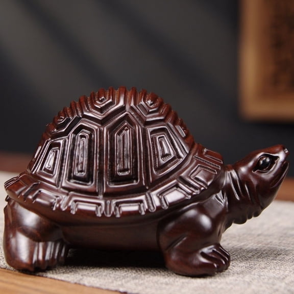 Hand Carved Wood Turtle Figurine Home Decor Ornament