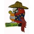 thumbnail image 1 of Hand Carved Wooden ALWAYS HAPPY HOUR Cocktails Parrot IN STRAW HAT Drinking BEACH Sign, 1 of 1