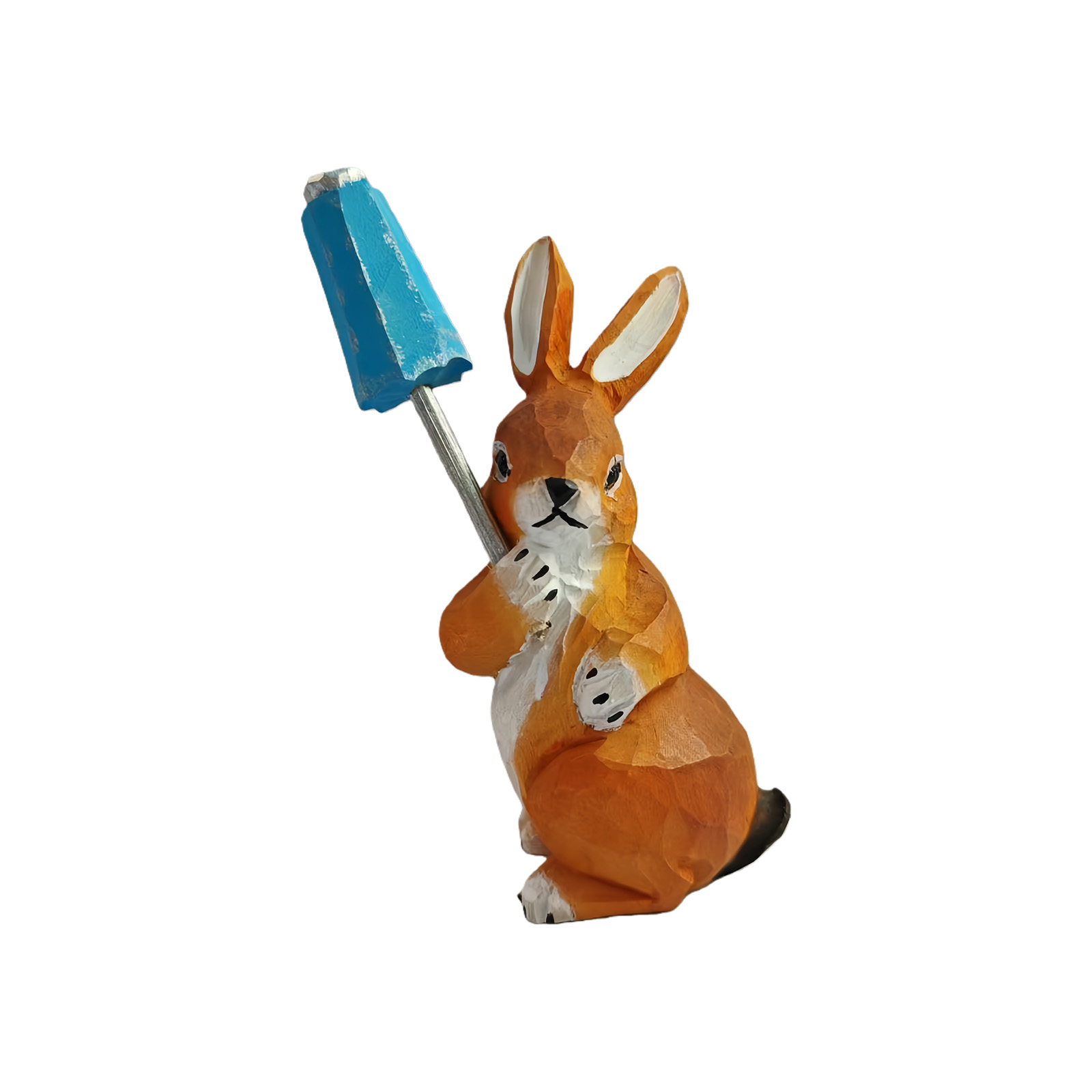Hand Carved Wooden Bunnies Figurine Small Art Sculpture Carving Wooden ...