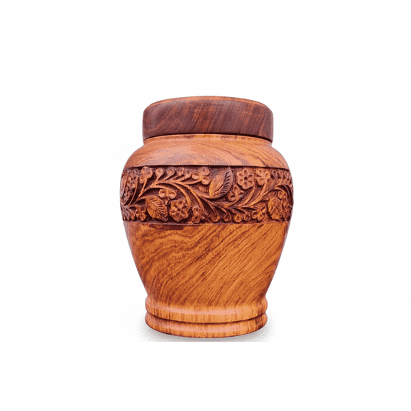 Wooden Cremation Urn for Ashes - Hand-Carved Memorial Urn for Adults - Extra Large 8 x 8 x 11 in