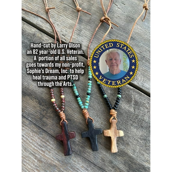Hand-Carved Wooden Crosses Hand-Beaded with Miyuki Japanese Glass Beads,Crosses Made by 82 year old US Veteran,One-of-a-Kind,Christian,Cross