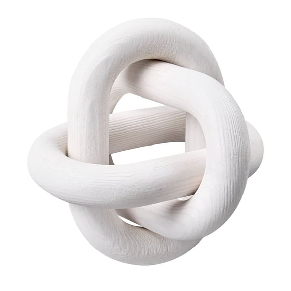 Hand Carved Wooden Knot Chain Link Decor 3 Links Modern Farmhouse Coffee Table Shelf Accent for Living Room Bedroom Entryway White