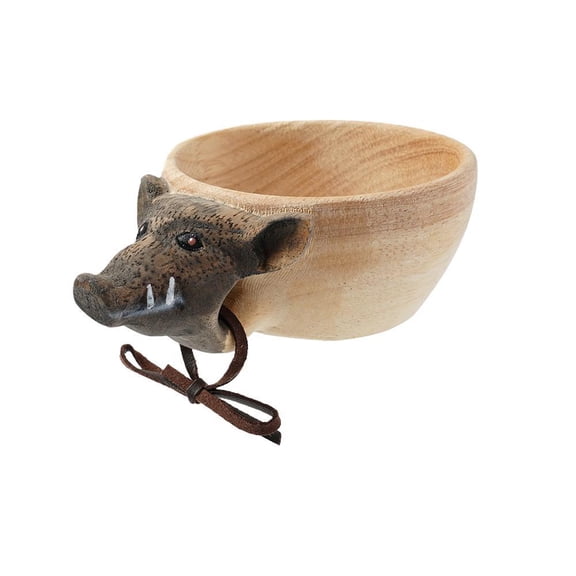 Hand Carved Wooden Mug 180ml, Portable Camping Drinking Cup Traditional Lightweight Outdoor Water Cup with Lanyard for Coffee, Tea and Milk