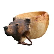 Hand Carved Wooden Mug Animal Bear Cup Camping Drinking Cups For Coffee Milk Tea Home Decor Birthday Christmas Gifts