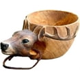 thumbnail image 1 of Hand Carved Wooden Mug ,Animals Head Image Cup, Large-Capacity Rubber Wooden Water Coffee Cup Water Cup Custom Wooden Cup, Outdoor Camping ( Color : Fawn ), 1 of 15