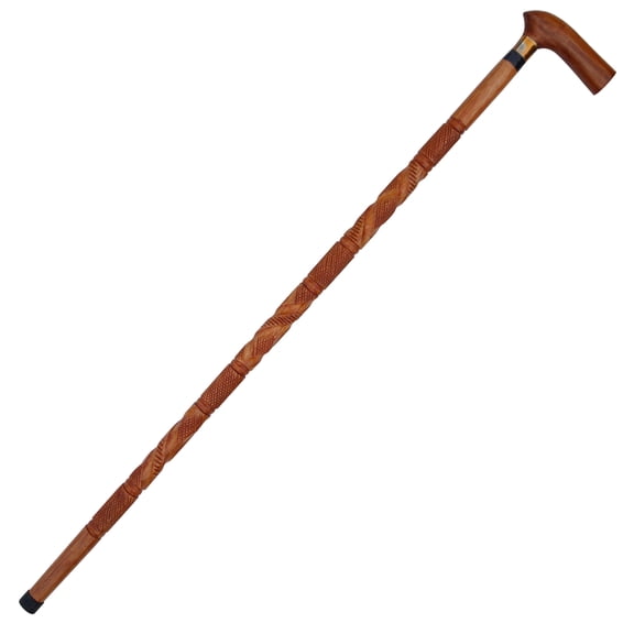 Hand-Carved Wooden Salem Walking Cane, Decorative Handcrafted Wooden Cane