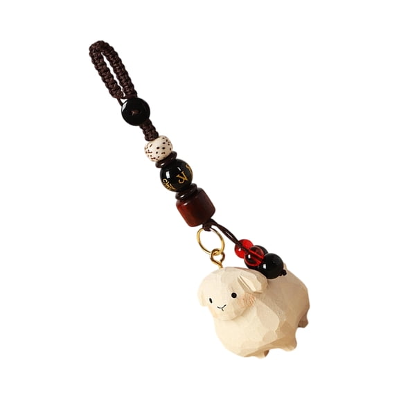 Hand Carved Wooden Sheep ornaments Miniature Lamb Decoration For Home Car Keyring Gift