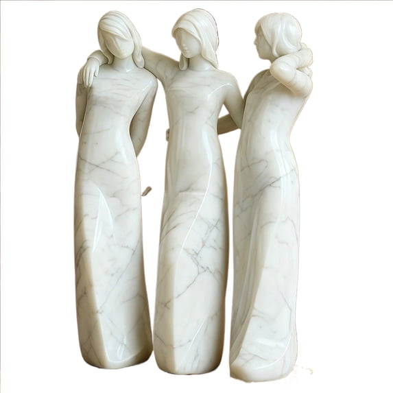 Hand-Carved Wooden Sisters Figurine - Home Decor, Friendship Sculpture, Unique Sentimental Keepsake Present for Best Friend, Sister, or Mom