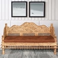 thumbnail image 1 of Hand Carved Wooden Sofa Bench | 3 Seater Sofa With Seat Cushion | Farmhouse Style sofa Large Chair | Handmade Sofa Distressed For entryway, 1 of 6