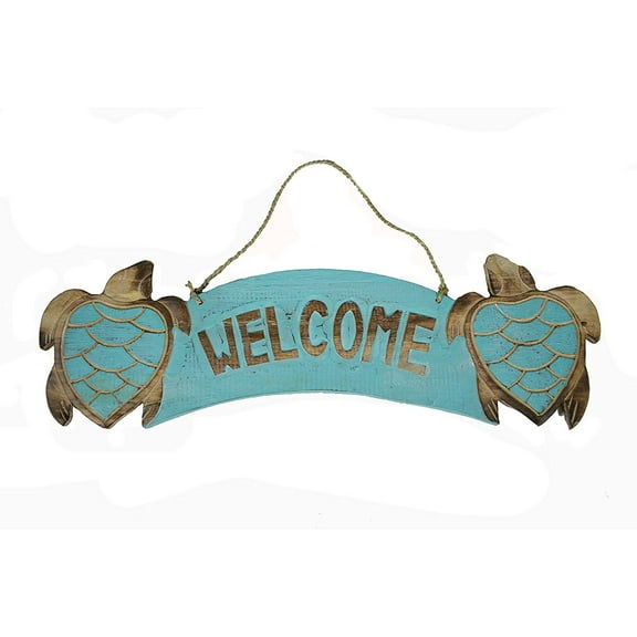 Hand Carved Wooden Welcome TURTLES Cocktails Drinking Beach Happy Hour Sign