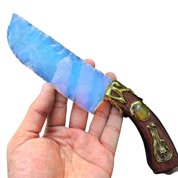 Hand Carved opal Quartz Athame Ritual Knife - Ceremonial Crystal Blade for Witchcraft, Unique Pagan Wiccan Gift, Mystical Home Decor